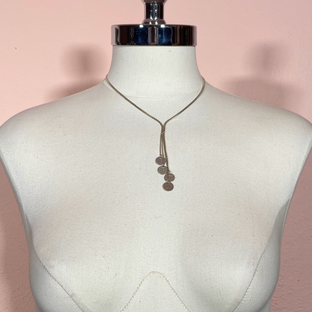 Vintage 90's Metallic Silver Tone Party Layer Disco Festival Glam Charm Necklace